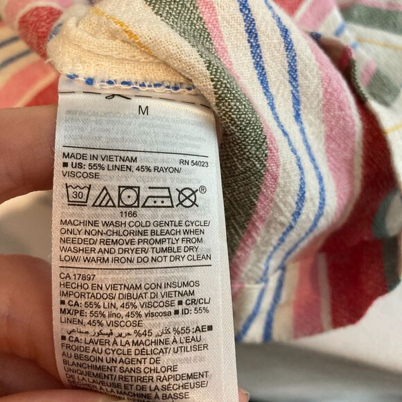 Old Navy Women’s Linen Sleeveless Striped Midi Shirt Dress‎ Size M Preppy Boho - Picture 9 of 12